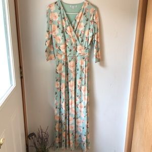 DownEast Light blue floral maxi dress
